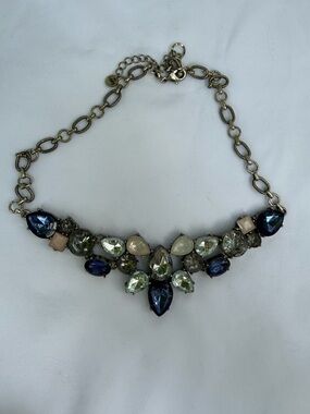 Vintage-Inspired Loft Blue Crystal Statement Necklace